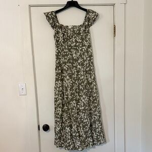 Blu Pepper Olive and Cream Maxi Dress